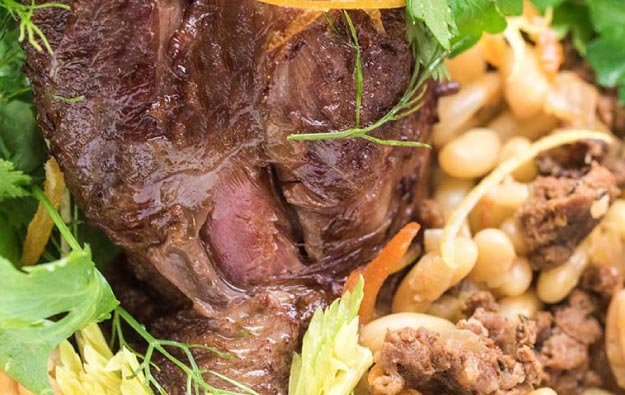  Braised Lamb Shanks with Merguez Sausage and White Beans