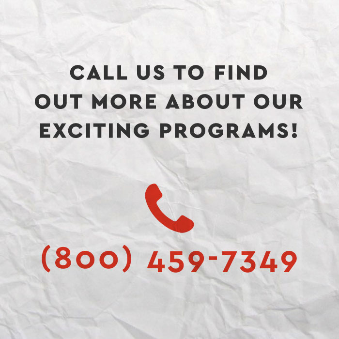 Text says: call us to find out more about our programs, with phone handset & number 800-459-7349